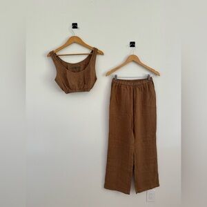 Enza Costa Brown Crop Top